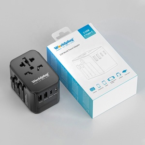 Adaptador universal Worldplug, adaptador de viaje, enchufe eléctrico de <span class=keywords><strong>100</strong></span>-250V con cargador USB para cámara portátil, auriculares, GAN - Product Image 1