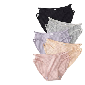 Nouveau Bikini Femme Quotidien en Soie/Coton Tricoté Côtelé, Teint Uni, Taille Basse, Confortable, Respirant, Double Couche - Product Image 1