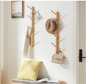 <span class=keywords><strong>Perchero</strong></span> de madera moderno montado en la <span class=keywords><strong>pared</strong></span> con ganchos sin taladro para una organización sin esfuerzo - Product Image 3