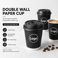 Gobelet à café en papier à double paroi de qualité alimentaire avec logo personnalisé, 8 oz, 12 oz, 16 oz, gobelet jetable pour boissons chaudes avec couvercle