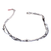 Bracelet chaîne à breloques en argent sterling 925 plaqué or blanc avec zircon et perles, motif serpent superposé, idéal pour un cadeau