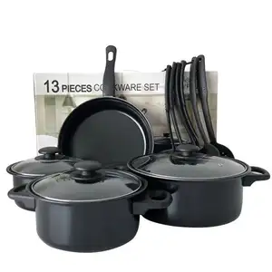 13 pieces of kitchen sets of non -stick frying cooker hot pot set pots to open gift box foreign trade