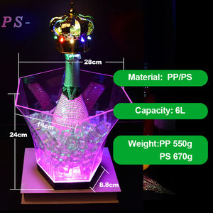 حفلة صيفية بلاستيكية شفافة 6L سداسية غير تقليدي LED RGB ضوء زفاف دلو ثلج أحواض مشروبات التبريد - Product Image 4