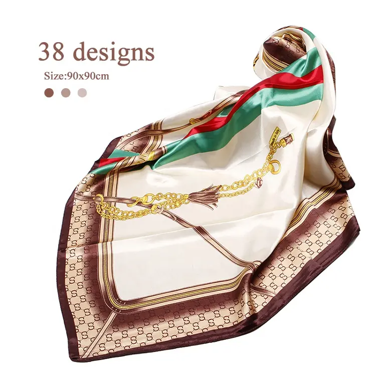 New Designs Wholesale Fashion Luxury Pure Silk Ladies Scarves Digital Printing Large Square Shawls Scarf