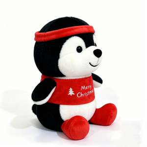 Peluche de Pingüino Navideño, Adorable Peluche Blanco y Negro con Traje Rojo, Regalo Navideño para Niños, Suave y Festivo - Product Image 3