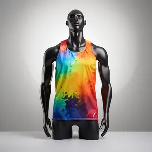 Aibort Custom Your Own Design 100% Polyester Cool Sublimé Blank Knitted Running Vest Gym Singlet Tank Top //