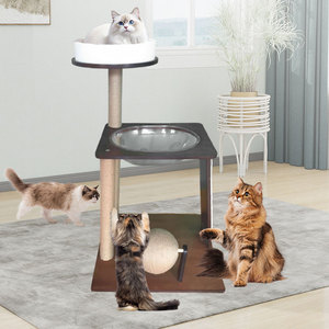 Griffoir vertical intégré en bois massif pour chat, avec joli petit nid pour chat, design anti-griffures pour la maison - Product Image 4