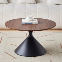 Table en bois massif légère avec plateau rond, petite table basse ronde en bois pour balcon