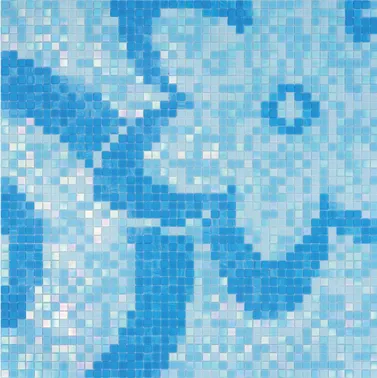 Customized Blue Glass Swimming Pool Mural Art Mosaic With Flower Pattern