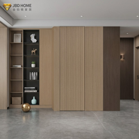Porte invisible moderne à ouverture latérale, en aluminium et bois, sans cadre, insonorisée et étanche, pour appartement et villa