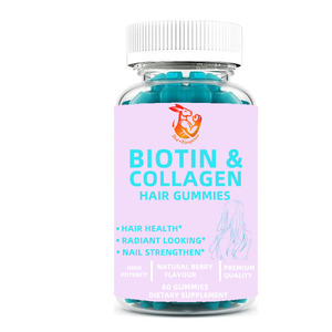 Complément beauté de haute qualité pour des cheveux plus forts, favorisant la fonction énergétique, gommes capillaires à la biotine et au collagène avec acide pantothénique - Product Image 1