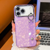 Coque de téléphone antichoc en gros avec motif vague d'eau, support de poignet et électroplaquée, pour iPhone 18 Pro Max