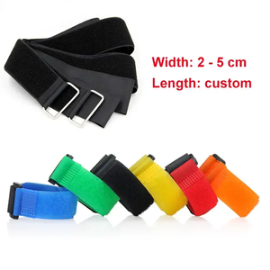 Экологичные двусторонние клейкие кабельные стяжки из нейлона с застежкой-липучкой и металлической овальной пряжкой для упаковки грузов, плоский ремень с пряжкой - Product Image 4