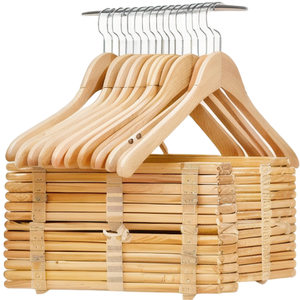 Cintre en bois massif naturel personnalisé OEM antidérapant avec crochet métallique pour rangement de vêtements – Vente en gros - Product Image 1