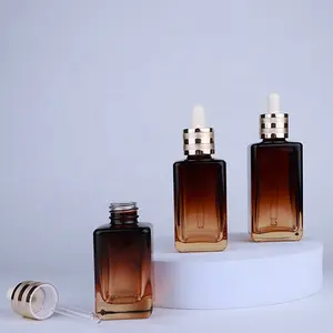 Hot selling amber 50ml 70ml skin care cosmetics essential oil dropper glass bottle
