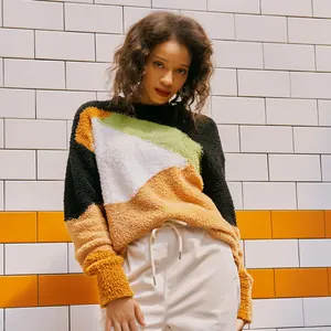 Maglia personalizzata Y2K natale inverno Pullover Cropped Cashmere donna maglione lavorato a maglia per adulti
