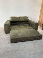 Canapé-lit moderne vert mousse polyvalent 2 en 1, tissu en velours côtelé, sans bordure, coussin amovible, canapé sans os compressé, pour la maison