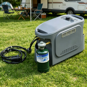 Chauffe-eau au propane portable 3L/min pour le camping, alimentation de secours 12V DC avec allumage par batterie et étui en nylon imperméable - Product Image 1
