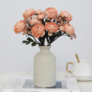 Fiori Artificiali <span class=keywords><strong>Serie</strong></span> Colori Autunnali, 3 Rami di Crisantemo a Sfera Piccola, Decorazione per Soggiorno e Matrimoni - Product Image 3