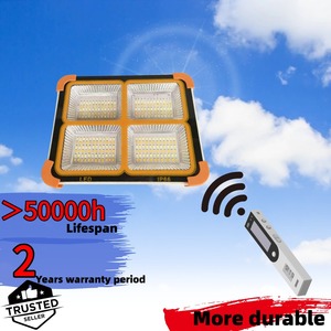 中国メーカー充電式屋外ソーラーLEDフラッドライト100W IP66 3000Kクールホワイトプロジェクターライトランドスケープキャンプ用 - Product Image 4