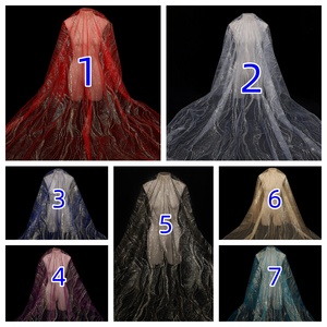 Venta caliente oro punto brillo punto brillante tela de encaje velo de novia para vestido de novia - Product Image 2