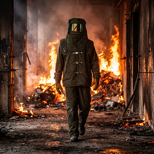Combinaison intégrale ignifuge haute température pour <span class=keywords><strong>pompier</strong></span>, <span class=keywords><strong>tenue</strong></span> <span class=keywords><strong>de</strong></span> protection pour intervention d'urgence et traversée <span class=keywords><strong>de</strong></span> zones incendie - Product Image 2