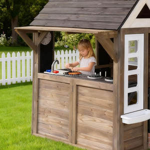 Casa de Juegos Educativa de Cedro Chino Resistente para Niños de 3 a 12 Años, Estilo Rústico para Jardín, Casa de Muñecas de Madera - Product Image 5