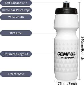 750 毫升 25 盎司 带徽标定制健身运动自行车轻便可重复使用塑料挤压式水瓶 - Product Image 3