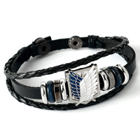 Nouveautés, bracelet en cuir Anime Attack on Titan, bracelet personnalisé de dessin animé, vente en gros, bracelet de couple pour homme