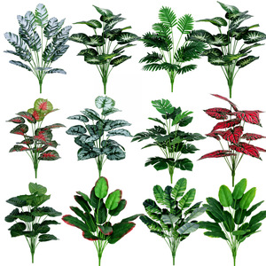 Bouquet de plantes vertes artificielles 30cm-100cm, ruban plastique, décoration de jardin extérieur et intérieur, fleurs artificielles en gros - Product Image 1