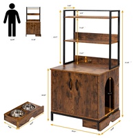 Lit pour chat rétro en acier et bois marron, directement de l'usine, meuble pour chat d'intérieur avec étagère à trois niveaux et portes doubles