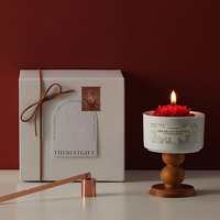 Lilin Aroma Mawar Desain Unik - Lilin Kedelai Bunga Keramik Mewah Grosir dalam Kotak Hadiah Putih untuk Pernikahan & Dekorasi Rumah