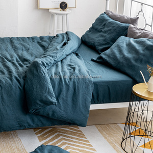 Set Letto King Size in Lino Lavato Effetto Pietra 100% Puro Tessuto Lino Naturale Set Copripiumino Lenzuola Piane per Regalo - Product Image 3