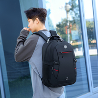 Sac à dos élégant pour ordinateur portable de course de 15,6 pouces, noir, tendance, avec fermeture éclair, fonction USB portable