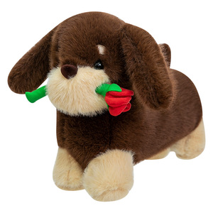 Logotipo personalizado rosa roja <span class=keywords><strong>salchicha</strong></span> perro de peluche Dachshund Animal relleno muñeca flor <span class=keywords><strong>cachorro</strong></span> niñas Oficina siesta almohada cojín muñeca Linda - Product Image 5
