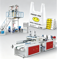 Machine de découpe et de scellage automatique à grande vitesse pour sacs poubelles et T-shirts, deux lignes, enroulement, moteur, matériau PE, Debang RQL700 Liquid