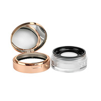 Boîte à poudre libre ronde de luxe avec logo personnalisé, couvercle doré, vide, en plastique, avec tamis, pour cosmétiques, emballage sous marque privée