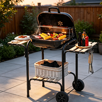 Barbecue au charbon de bois portable moderne en acier, finition émail porcelaine, certifié CE, conception sans fumée, haute sécurité, 22 pouces