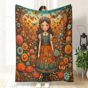 Couverture en flanelle à motif de ferme de dessin animé, couverture de sieste douillette et chaude, super douce pour la chambre à coucher et le salon, impression personnalisée - Product Image 5