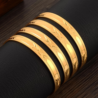 Bracelet de luxe moderne pour femmes, plaqué or 18 carats, style Dubaï, bracelet gravé exquis