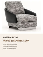 Fauteuil d'appoint moderne en tissu et similicuir avec accoudoirs noirs pour salon et hall d'hôtel