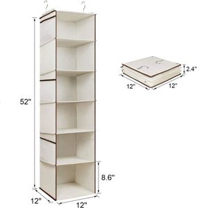<b>Shelves</b> Hanging Organizer 6-<b>Shelf</b> Collapsible Hanging Closet Organizer with 6 Side Pockets Closet Hanging <b>Shelves</b> - Product Image 3