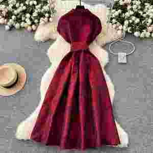 Robe Tunique Mi-Longue Décontractée Grande Taille 2025 d'Été en Tissu Tissé à Col Rabattu pour Femme avec Dentelle Empire - Product Image 3