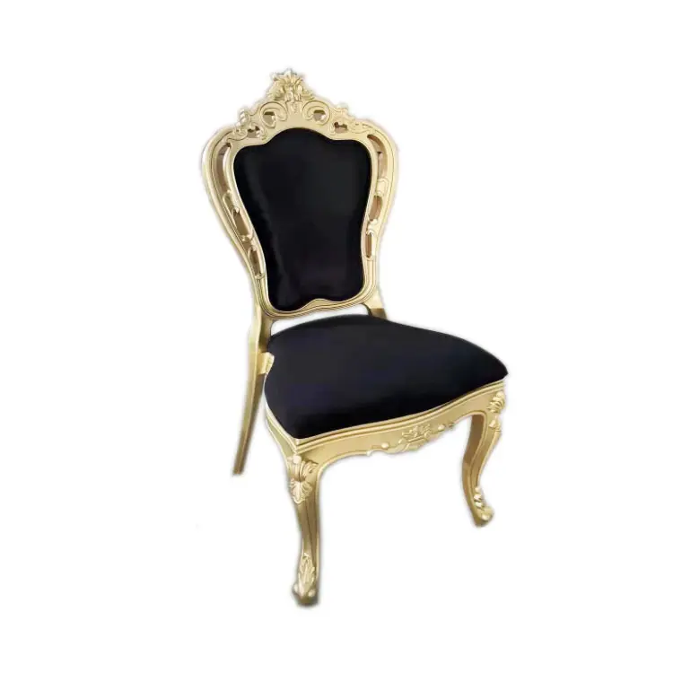 Chaise de salle à manger multicolore européenne classique de luxe sculptée, tabouret de banquet en résine américaine rétro couronne britannique