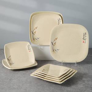 Restaurante de comida rápida comercial platos de impresión personalizados <span class=keywords><strong>vajilla</strong></span> cuadrada de <span class=keywords><strong>melamina</strong></span> plato de cena de plástico <span class=keywords><strong>antideslizante</strong></span> multicolor - Product Image 3