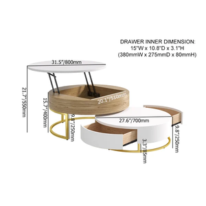<span class=keywords><strong>Mesa</strong></span> auxiliar para sala de estar NOVA, <span class=keywords><strong>mesa</strong></span> de <span class=keywords><strong>centro</strong></span> de madera, Base de Metal, <span class=keywords><strong>centro</strong></span> de <span class=keywords><strong>estilo</strong></span> Simple, juego de mesas de té redondas con elevador blanco Nórdico - Product Image 2