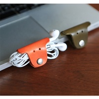 Organisateur de câbles rétro en cuir de vachette véritable fait main pour écouteurs et stockage USB