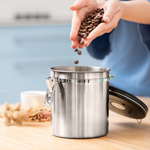 Contenitore Ermetico Personalizzato in Acciaio Inox <span class=keywords><strong>per</strong></span> Alimenti da Cucina con Indicatore di Data <span class=keywords><strong>per</strong></span> Caffè in Grani, Macinato, <span class=keywords><strong>Zucchero</strong></span>, Tè, Farina, Cereali - Product Image 4