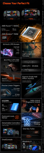 Nueva Consola de Videojuegos Portátil <span class=keywords><strong>One</strong></span> X Player X1 <span class=keywords><strong>Mini</strong></span> de 8.8 Pulgadas 8840u Oculink, Computadora Portátil para Juegos - Product Image 3