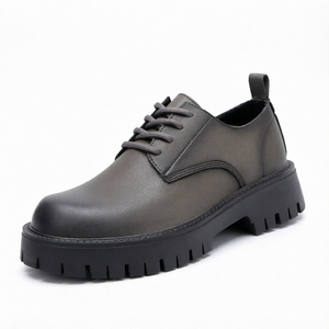 <b>Men</b> Round Toe Oxfords Lace Up Leather Dress <b>Shoes</b> Chunky Sole PU Lining EVA Midsole Rubber Outsole All Seasons Office Casual - Product Image 1